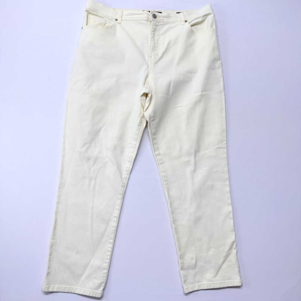 Gloria Vanderbilt Amanda Cream Tapered Leg Jeans Womens 16 Short High Rise